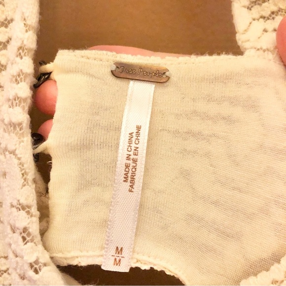 Free People Poppy Lace Pocket Mini Dress Cutout Back Cream Medium - Picture 4 of 7